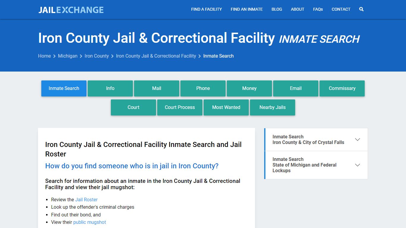 Iron County Jail & Correctional Facility Inmate Search
